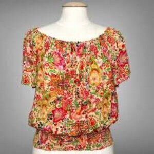 Cynthia Rowley floral multicolored blouse size Large